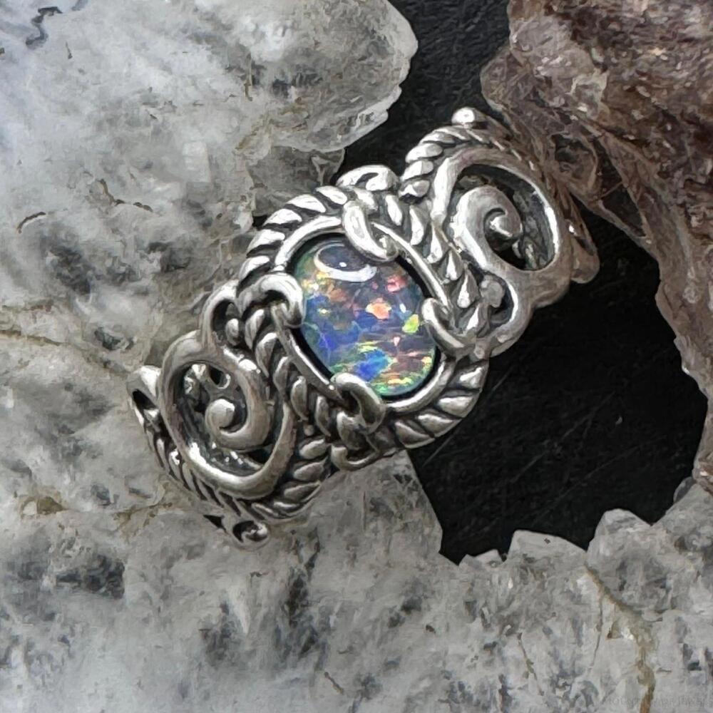 Carolyn Pollack Sterling Oval Opal Decorated Ring For Women with Size Variety